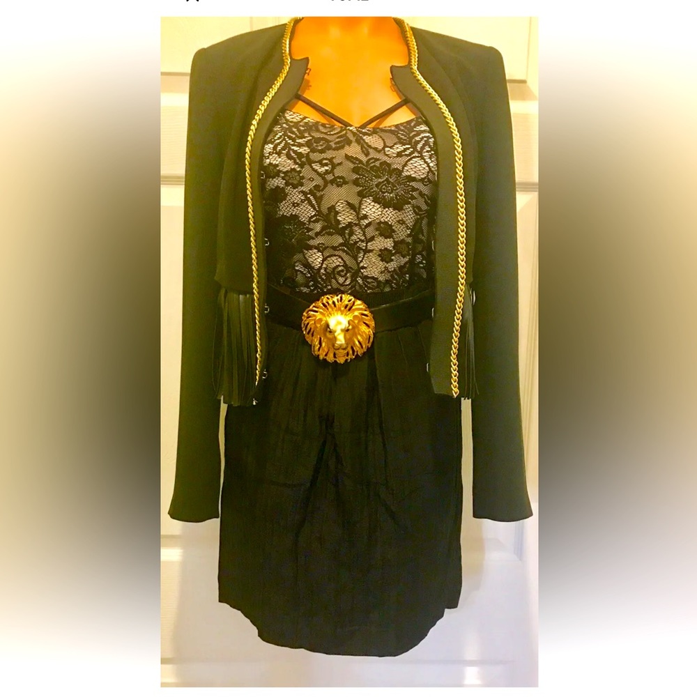 $135 INTROPIA Black Linen/Silk Lined Skirt Sz 34 Eu - Sz 2 US